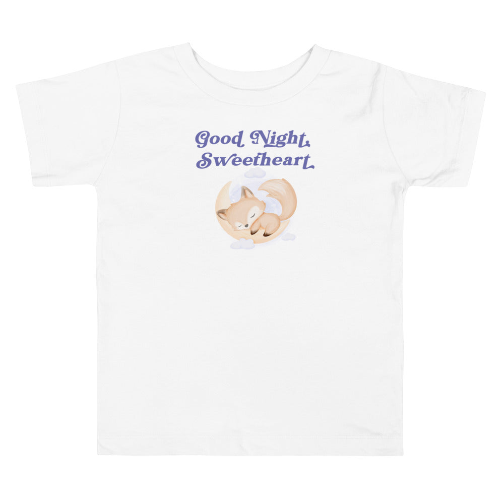 Good Night Sweetheart Sleeping Fox. Short Sleeve T-shirt For Toddler And Kids. - TeesForToddlersandKids -  t-shirt - sleep - good-night-sweetheart-sleeping-fox-short-sleeve-t-shirt-for-toddler-and-kids