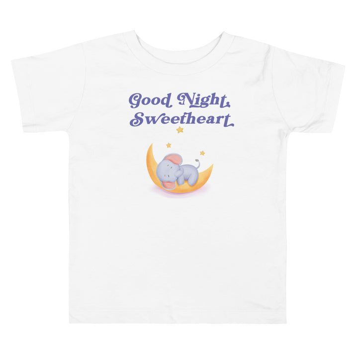 Good Night Sweetheart Sleeping Elephant. Short Sleeve T-shirt For Toddler And Kids. - TeesForToddlersandKids -  t-shirt - sleep - good-night-sweetheart-sleeping-elephant-short-sleeve-t-shirt-for-toddler-and-kids