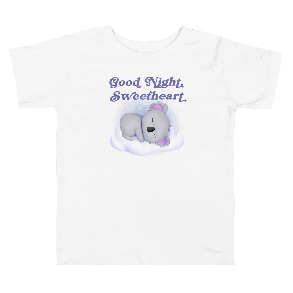Good Night Sweetheart Sleeping Koala. Short Sleeve T-shirt For Toddler And Kids. - TeesForToddlersandKids -  t-shirt - sleep - good-night-sweetheart-sleeping-koala-short-sleeve-t-shirt-for-toddler-and-kids