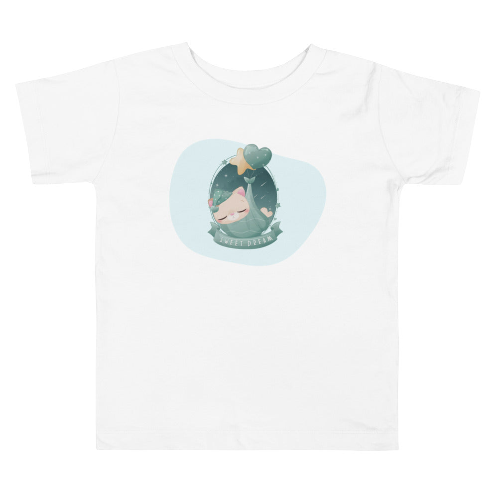 Kitten Sleeping Sweet Dreams. Short Sleeve T-shirt For Toddler And Kids. - TeesForToddlersandKids -  t-shirt - sleep - kitten-sleping-sweet-dreams-short-sleeve-t-shirt-for-toddler-and-kids