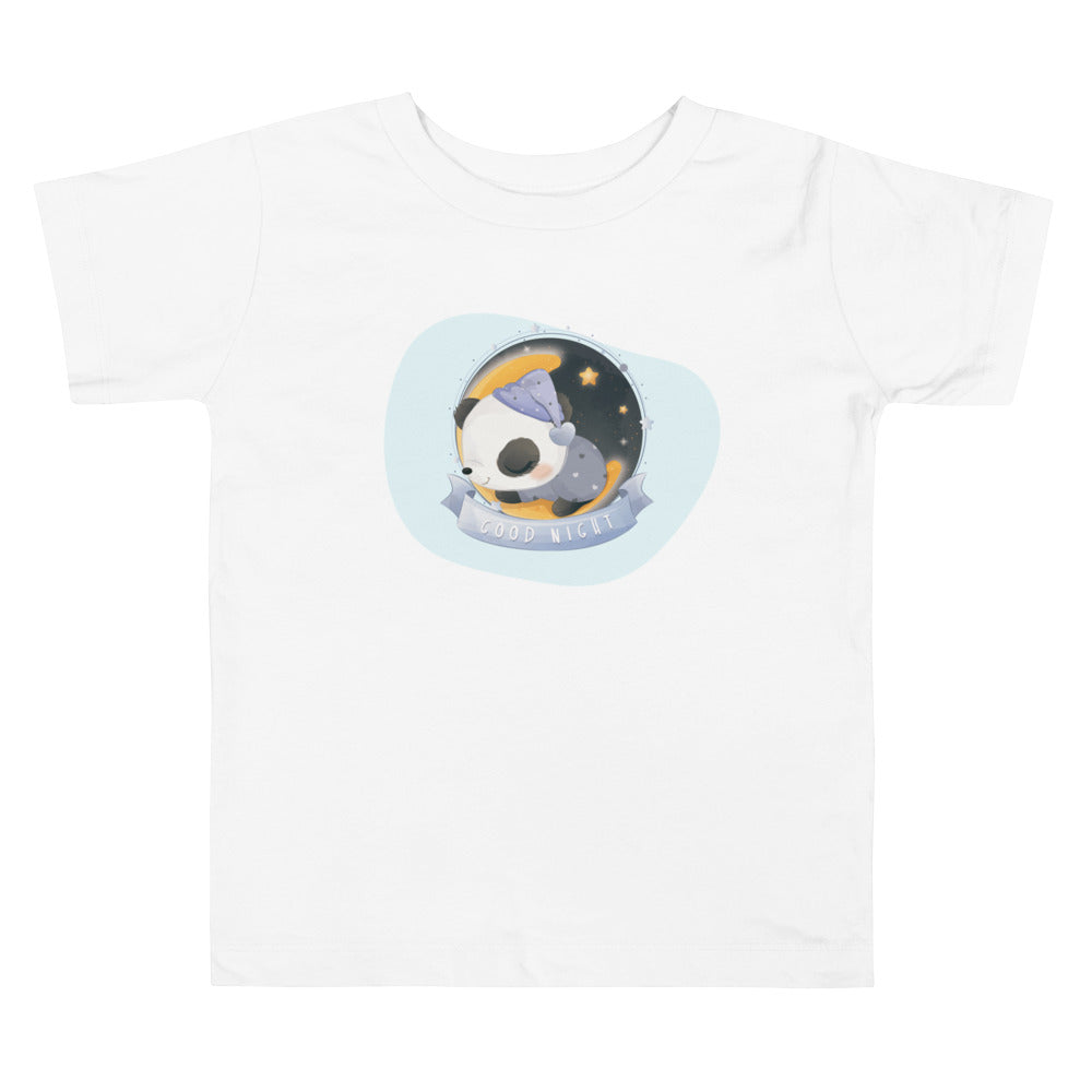 Panda Sleeping On Moon Good Night. Short Sleeve T-shirt For Toddler And Kids. - TeesForToddlersandKids -  t-shirt - sleep - panda-sleeping-on-moon-good-night-short-sleeve-t-shirt-for-toddler-and-kids