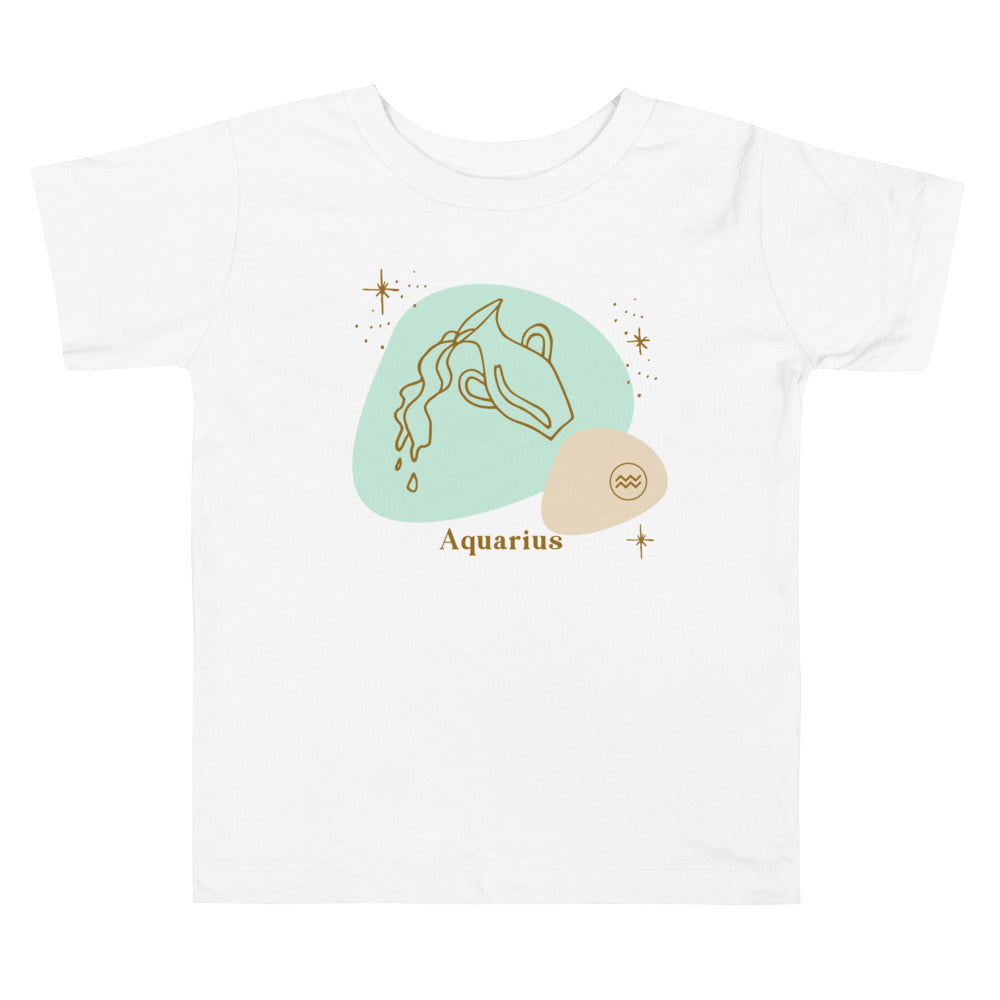 Aquarius Green. Zodiac sign t-shirts for Toddlers And Kids. - TeesForToddlersandKids -  t-shirt - zodiac - aquarius-green-short-sleeve-t-shirt-for-toddler-and-kids