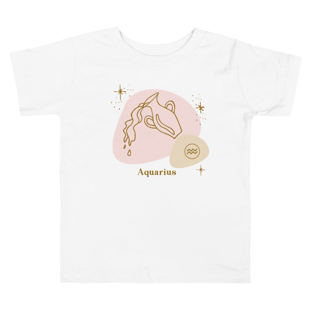 Aquarius Pink. Zodiac sign t-shirts for Toddlers And Kids. - TeesForToddlersandKids -  t-shirt - zodiac - aquarius-pink-short-sleeve-t-shirt-for-toddler-and-kids
