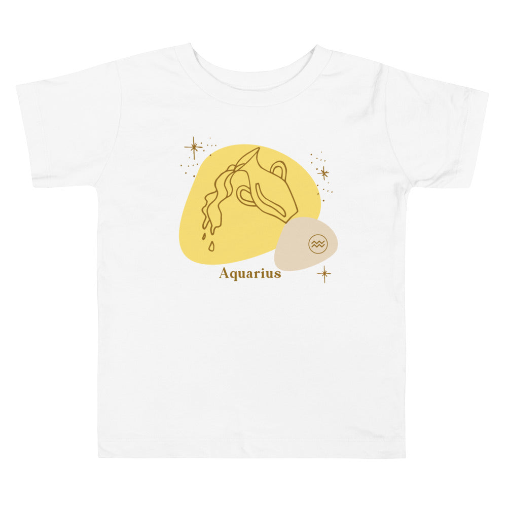 Aquarius Yellow. Zodiac sign t-shirts for Toddlers And Kids. - TeesForToddlersandKids -  t-shirt - zodiac - aquarius-yellow-short-sleeve-t-shirt-for-toddler-and-kids