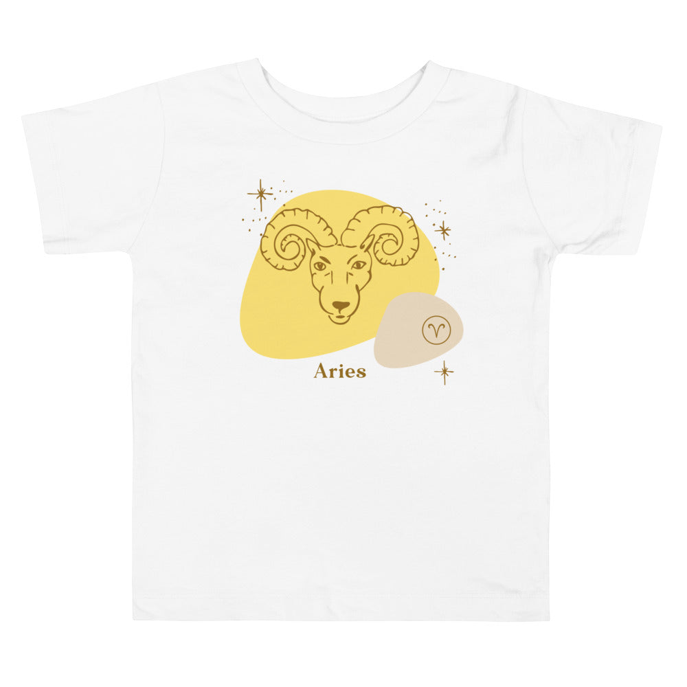 Aries Yellow. Zodiac sign t-shirts for Toddlers And Kids. - TeesForToddlersandKids -  t-shirt - zodiac - aries-yellow-short-sleeve-t-shirt-for-toddler-and-kids