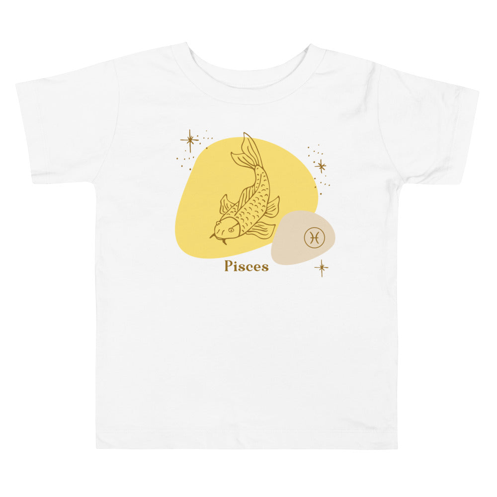 Pisces Yellow. Zodiac sign t-shirts for Toddlers And Kids. - TeesForToddlersandKids -  t-shirt - Pisces shirt for kids birthday, zodiac - pisces-yellow-short-sleeve-t-shirt-for-toddler-and-kids