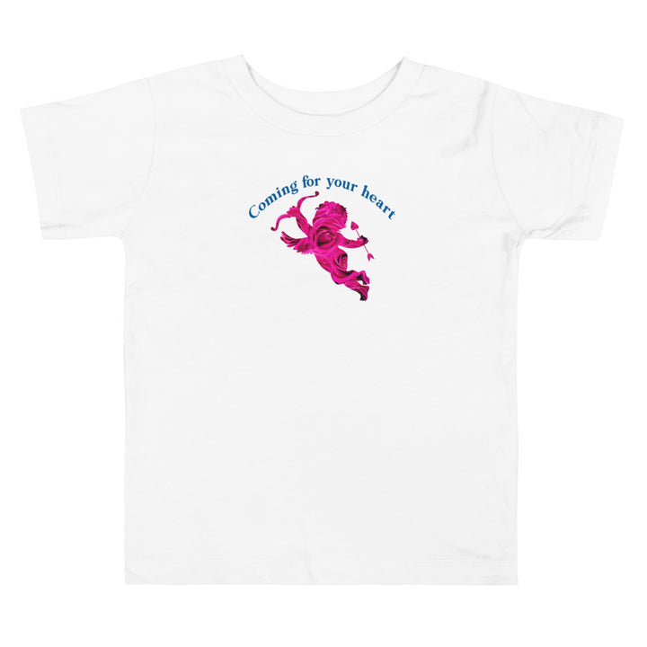 Coming For Your Heart Cupid In Pink Roses. Short Sleeve T Shirt For Toddler And Kids. - TeesForToddlersandKids -  t-shirt - holidays, Love - coming-for-your-heart-cupid-in-pink-roses-short-sleeve-t-shirt-for-toddler-and-kids