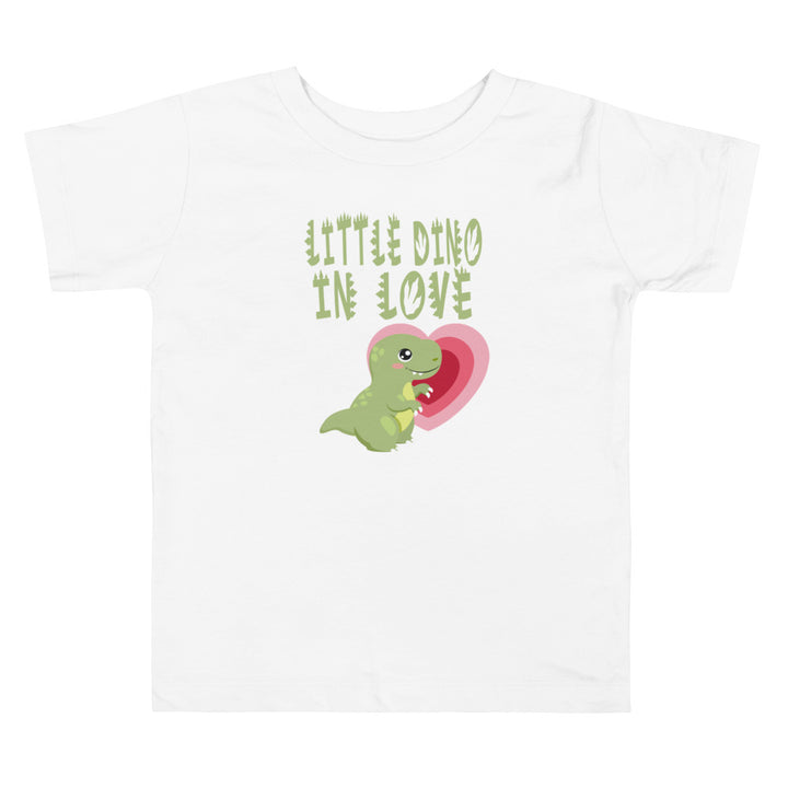 Little Dino In Love. Short Sleeve T Shirt For Toddler And Kids. - TeesForToddlersandKids -  t-shirt - holidays, Love - little-dino-in-love-short-sleeve-t-shirt-for-toddler-and-kids