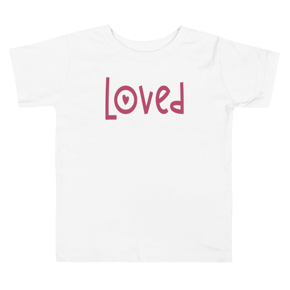 Loved Loply In PInk. Short Sleeve T Shirt For Toddler And Kids. - TeesForToddlersandKids -  t-shirt - holidays, Love - loved-loply-innuendo-short-sleeve-t-shirt-for-toddler-and-kids