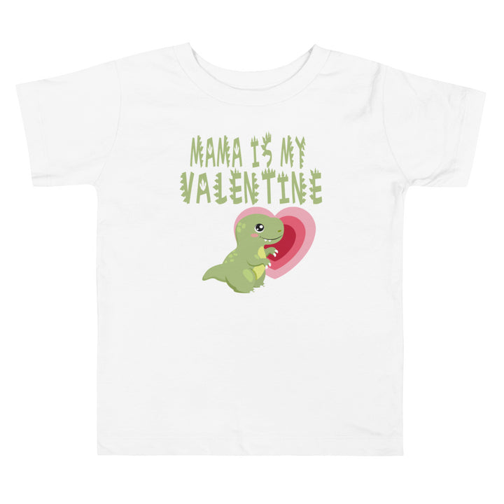Mama Is My Valentine. Short Sleeve T Shirt For Toddler And Kids. - TeesForToddlersandKids -  t-shirt - dinos, holidays, Love - mama-is-my-valentine-short-sleeve-t-shirt-for-toddler-and-kids