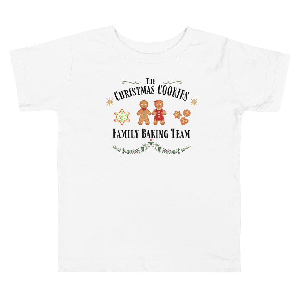 The Christmas Cookies Family Baking Team With Swirl. Short Sleeve T Shirts For Toddlers And Kids. - TeesForToddlersandKids -  t-shirt - christmas, holidays - the-christmas-cookies-family-baking-team-with-swirl-short-sleeve-t-shirts-for-toddlers-and-kids