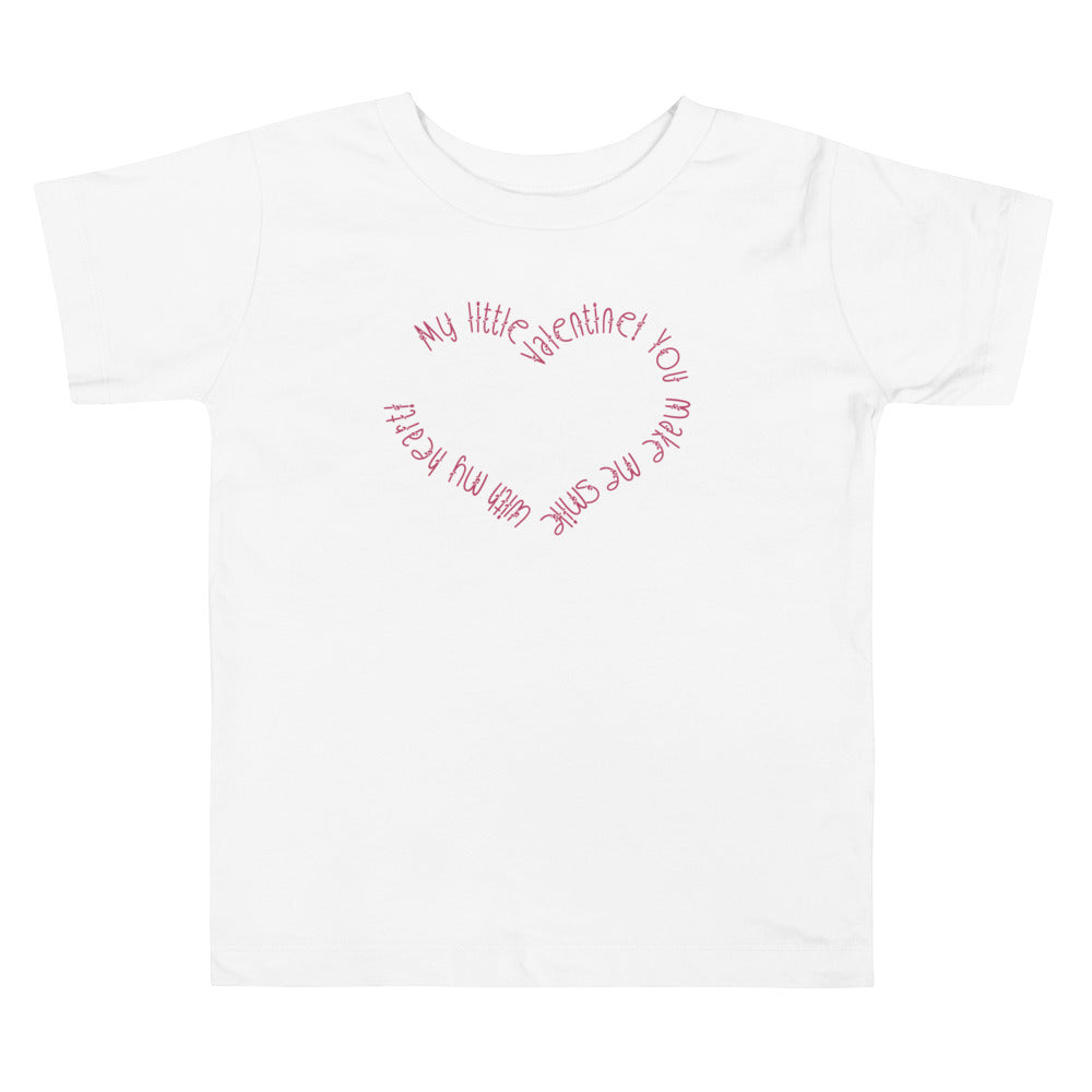 My Little Valentine Smile With Heart. Short Sleeve T Shirt For Toddler And Kids. - TeesForToddlersandKids -  t-shirt - holidays, Love - my-little-valentine-smile-with-heart-short-sleeve-t-shirt-for-toddler-and-kids