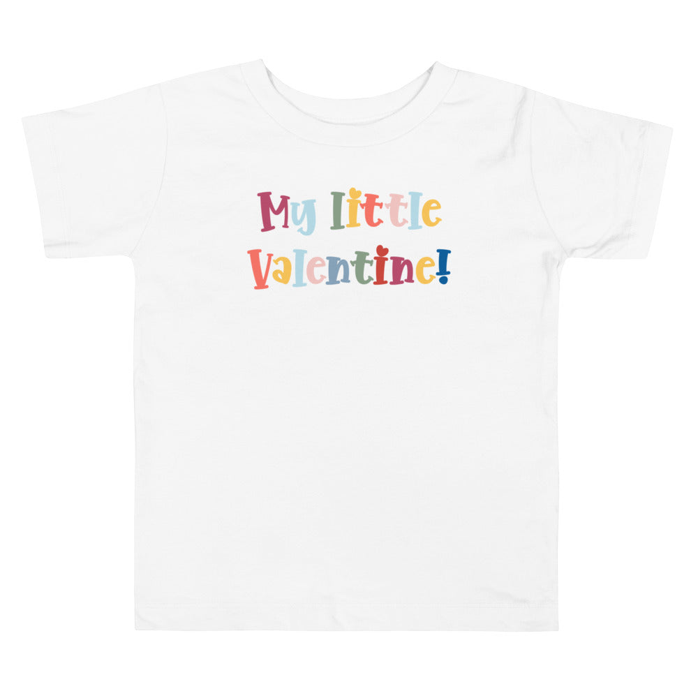 My Little Valentine Colourful Letters. Short Sleeve T Shirt For Toddler And Kids. - TeesForToddlersandKids -  t-shirt - holidays, Love - my-little-valentine-colourful-letters-short-sleeve-t-shirt-for-toddler-and-kids
