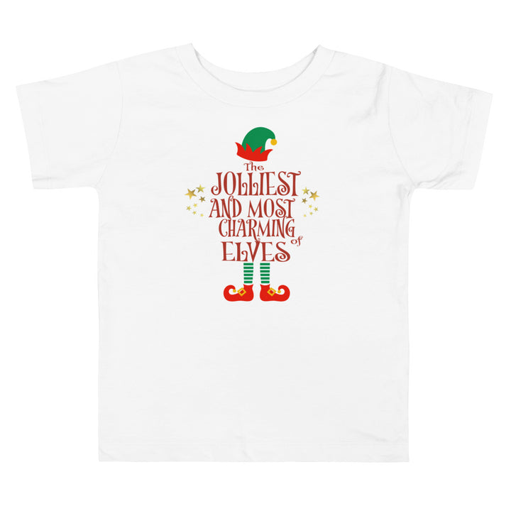 The Jolliest And Most Charming Of Elves. Short Sleeve T Shirts For Toddlers And Kids. - TeesForToddlersandKids -  t-shirt - christmas, holidays - the-jolliest-and-most-charming-of-elves-short-sleeve-t-shirts-for-toddlers-and-kids