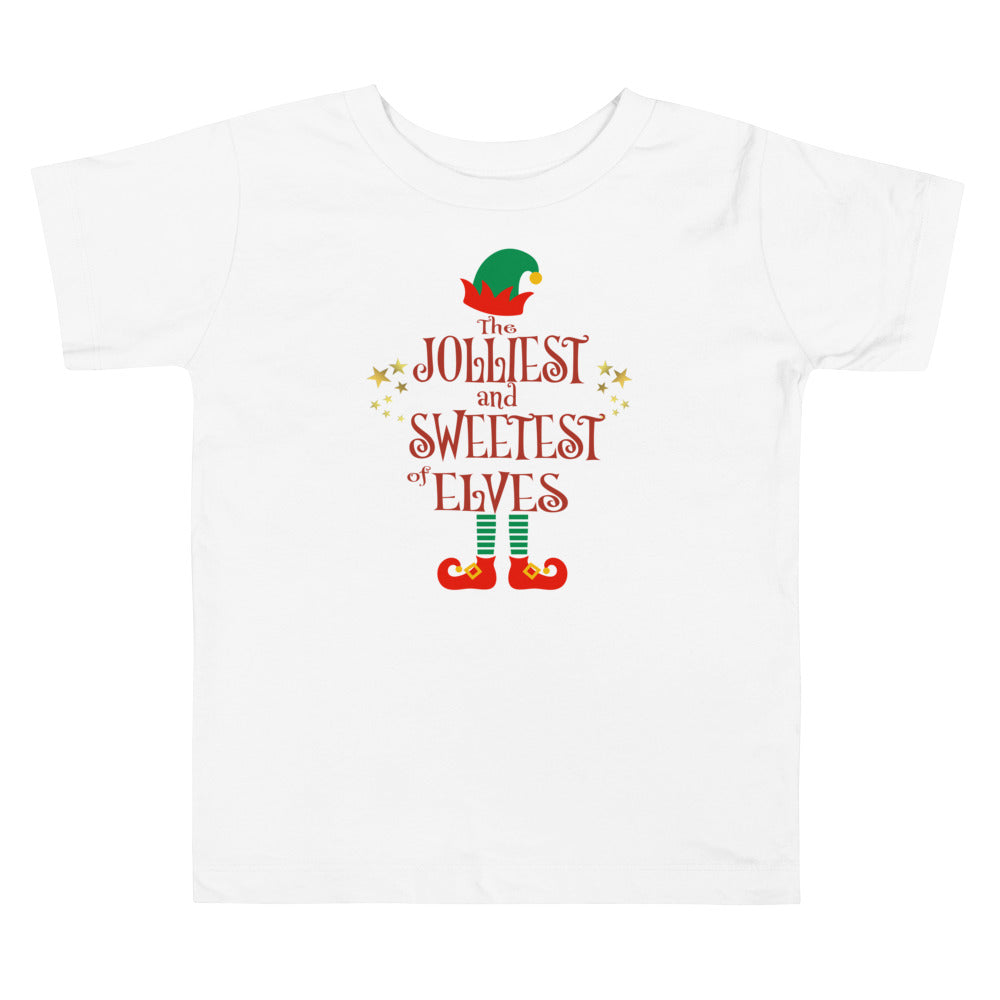 The Jolliest And Sweetest Of Elves. Short Sleeve T Shirts For Toddlers And Kids. - TeesForToddlersandKids -  t-shirt - christmas, holidays - the-jolliest-and-sweetest-of-elves-short-sleeve-t-shirts-for-toddlers-and-kids