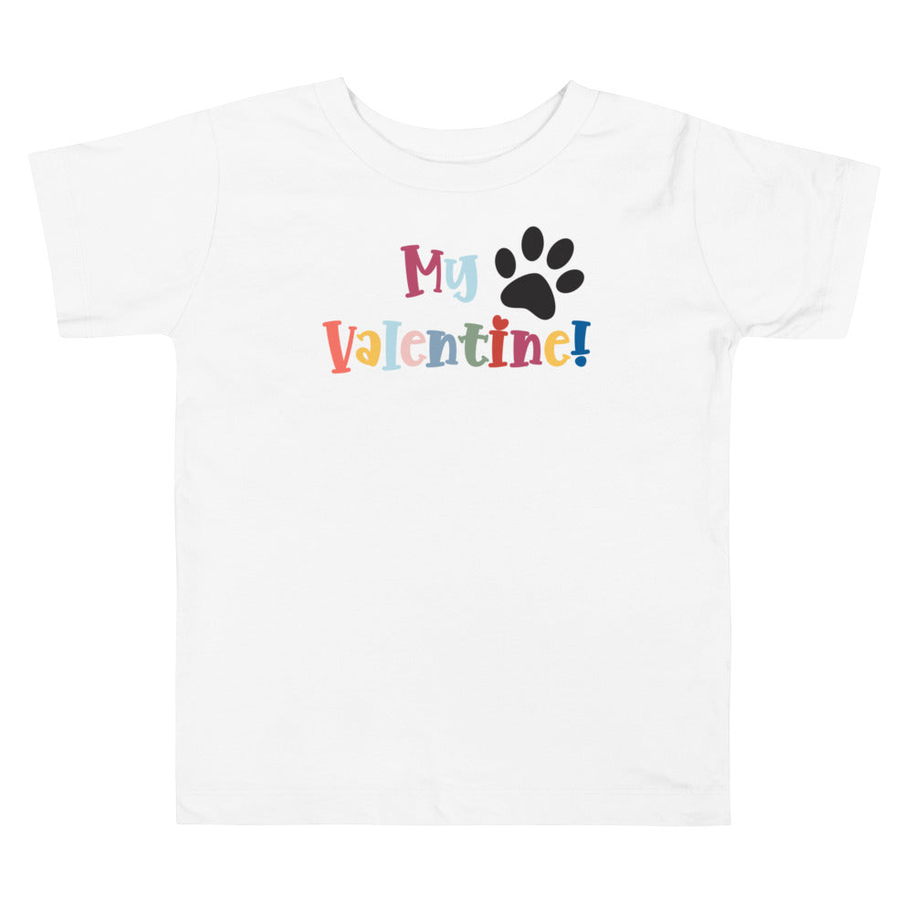 My Valentine Black Paw. Short Sleeve T Shirt For Toddler And Kids. - TeesForToddlersandKids -  t-shirt - holidays, Love - my-valentine-black-paw-short-sleeve-t-shirt-for-toddler-and-kids