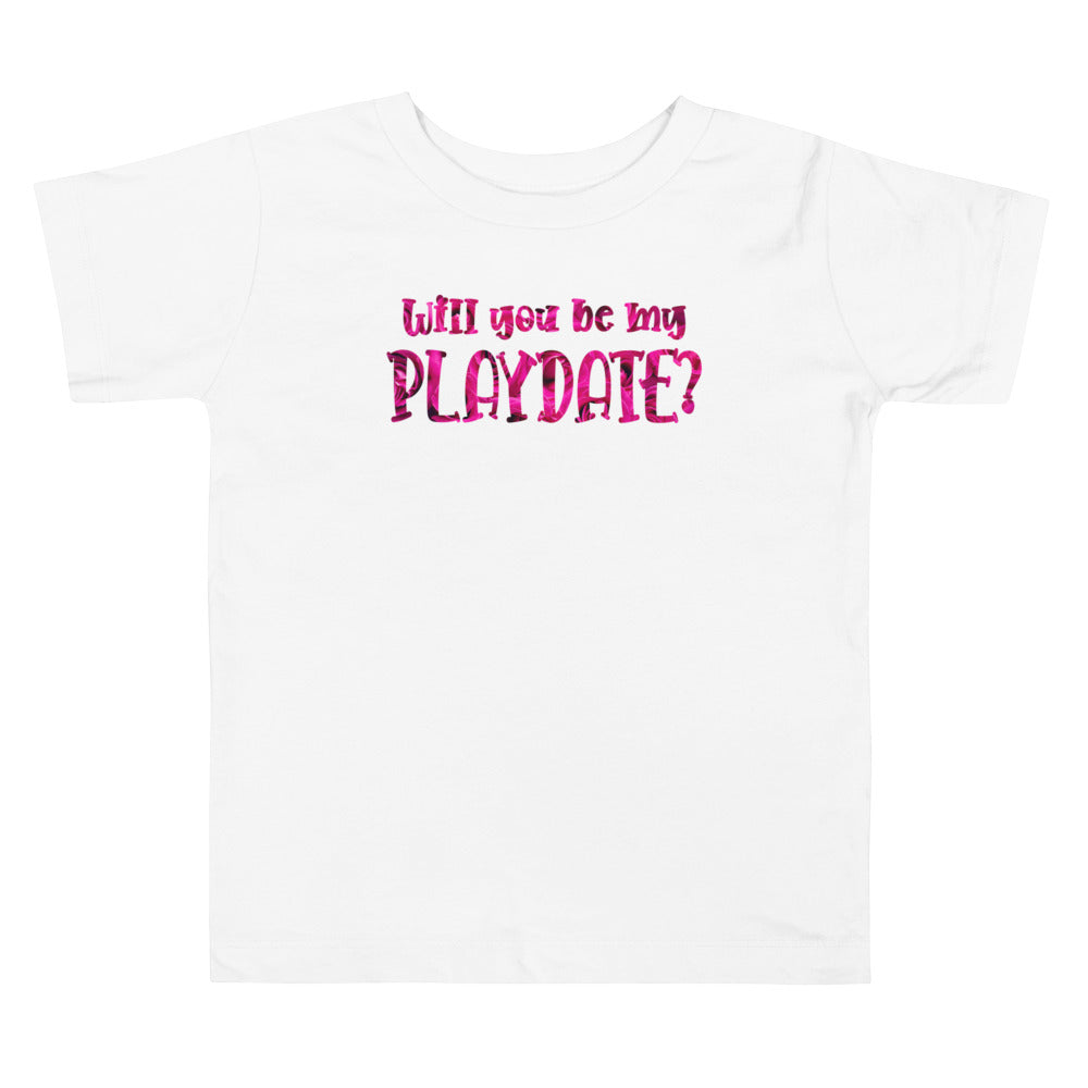 Will You Be My Playdate Pink Roses. Short Sleeve T Shirt For Toddler And Kids. - TeesForToddlersandKids -  t-shirt - holidays, Love - will-you-be-my-playdate-pink-roses-short-sleeve-t-shirt-for-toddler-and-kids
