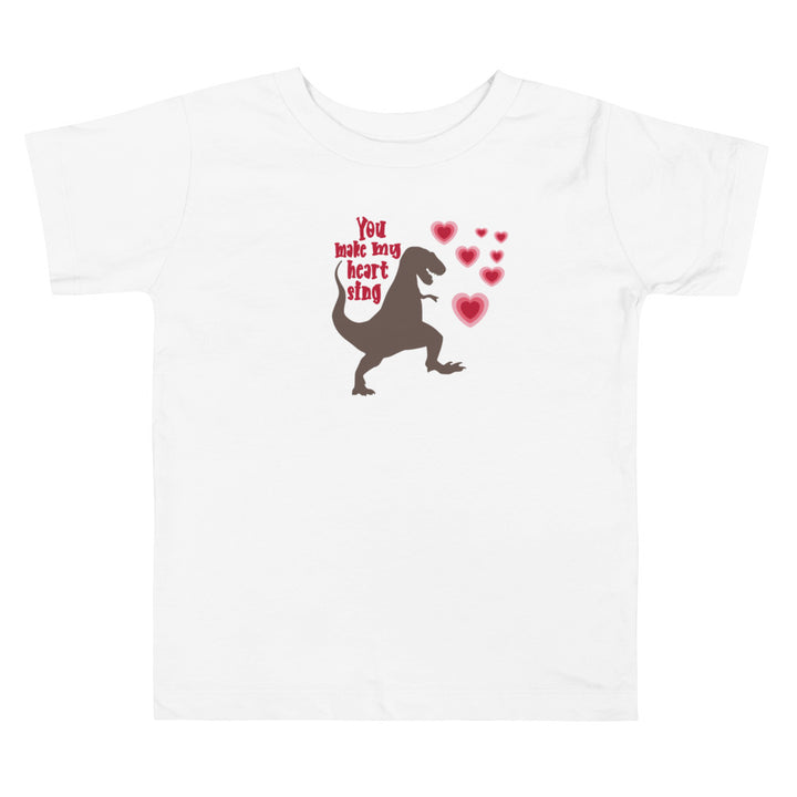 You Make My Heart Sing Coffee Dino. Short Sleeve T Shirt For Toddler And Kids. - TeesForToddlersandKids -  t-shirt - holidays, Love - you-make-my-heart-sing-coffee-dino-short-sleeve-t-shirt-for-toddler-and-kids