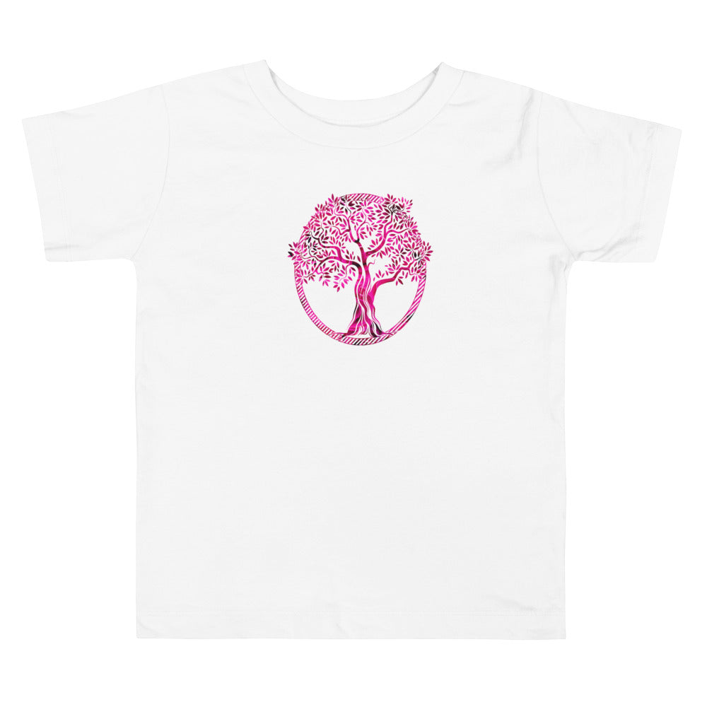 Circle Tree Pink Roses. Short Sleeve T Shirt For Toddler And Kids. - TeesForToddlersandKids -  t-shirt - seasons, summer - circle-tree-pink-roses-short-sleeve-t-shirt-for-toddler-and-kids