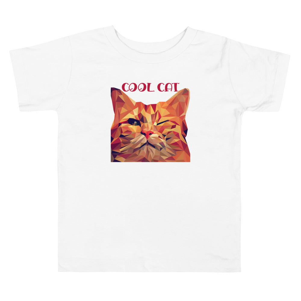 Cool Cat Red. Short Sleeve T Shirt For Toddler And Kids. - TeesForToddlersandKids -  t-shirt - seasons, summer - cool-cat-red-short-sleeve-t-shirt-for-toddler-and-kids