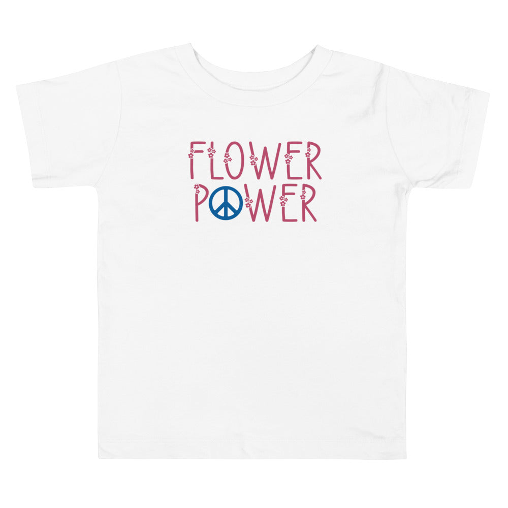 Flower Power Peace. Short Sleeve T Shirt For Toddler And Kids. - TeesForToddlersandKids -  t-shirt - seasons, summer - flower-power-peace-short-sleeve-t-shirt-for-toddler-and-kids