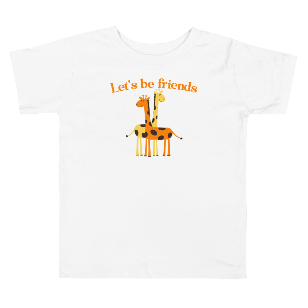 Let's Be Friends Orange. Short Sleeve T Shirt For Toddler And Kids. - TeesForToddlersandKids -  t-shirt - seasons, summer - lets-be-friends-orange-short-sleeve-t-shirt-for-toddler-and-kids
