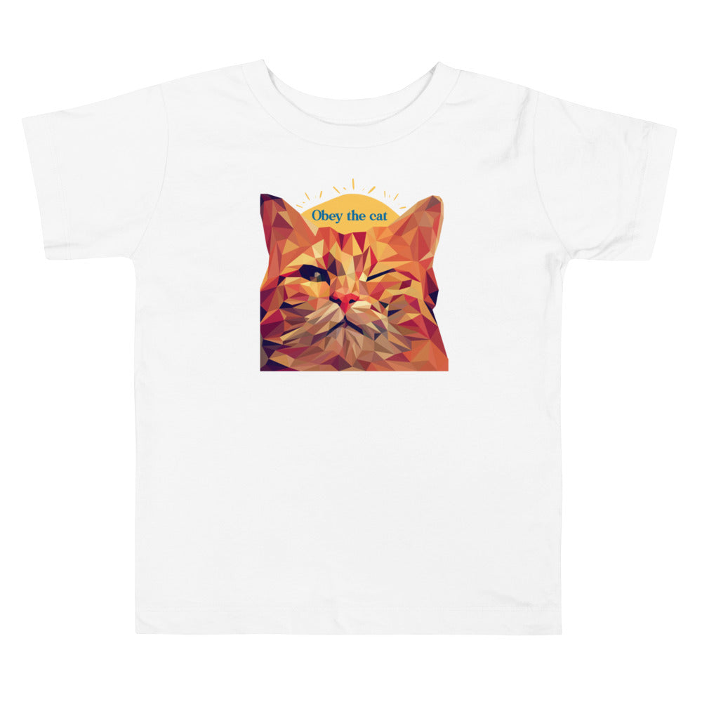 Obey The Cat. Short Sleeve T Shirt For Toddler And Kids. - TeesForToddlersandKids -  t-shirt - seasons, summer - obey-the-cat-short-sleeve-t-shirt-for-toddler-and-kids