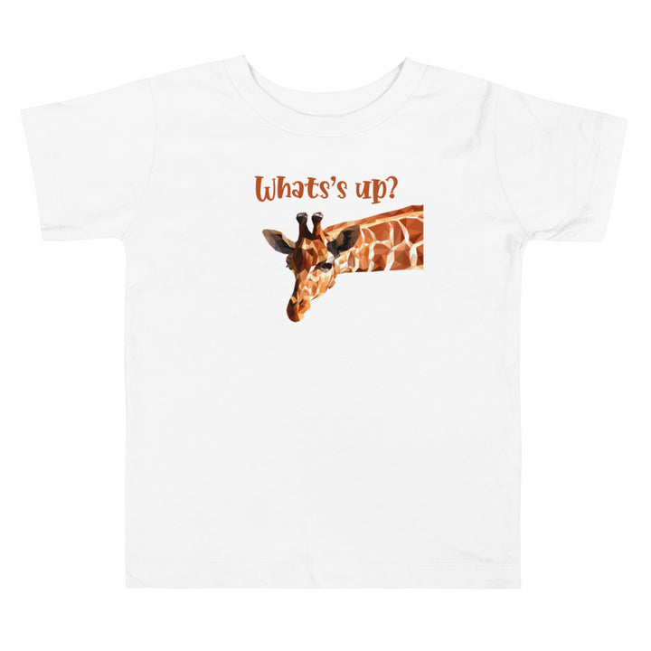 What's Up Giraffe Brown. Short Sleeve T Shirt For Toddler And Kids. - TeesForToddlersandKids -  t-shirt - seasons, summer - whats-up-giraffe-brown-short-sleeve-t-shirt-for-toddler-and-kids