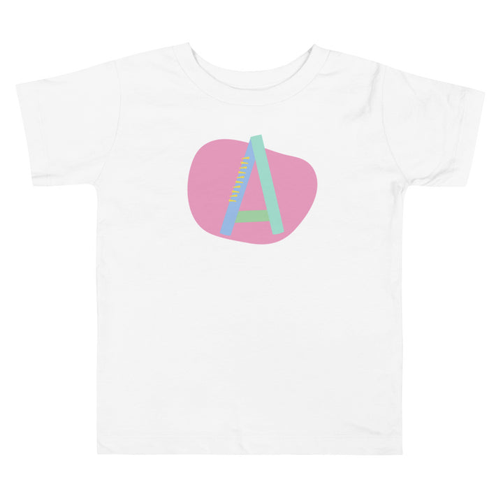 A Letter Alphabet Blue Pink. Short Sleeve T-shirt For Toddler And Kids.
