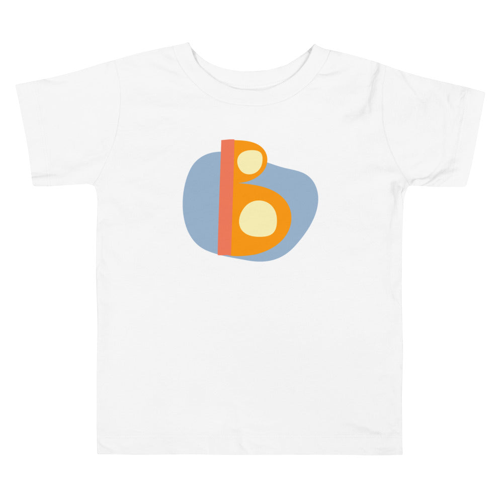 B Orange And Blue. Short Sleeve T-shirt For Toddler And Kids.