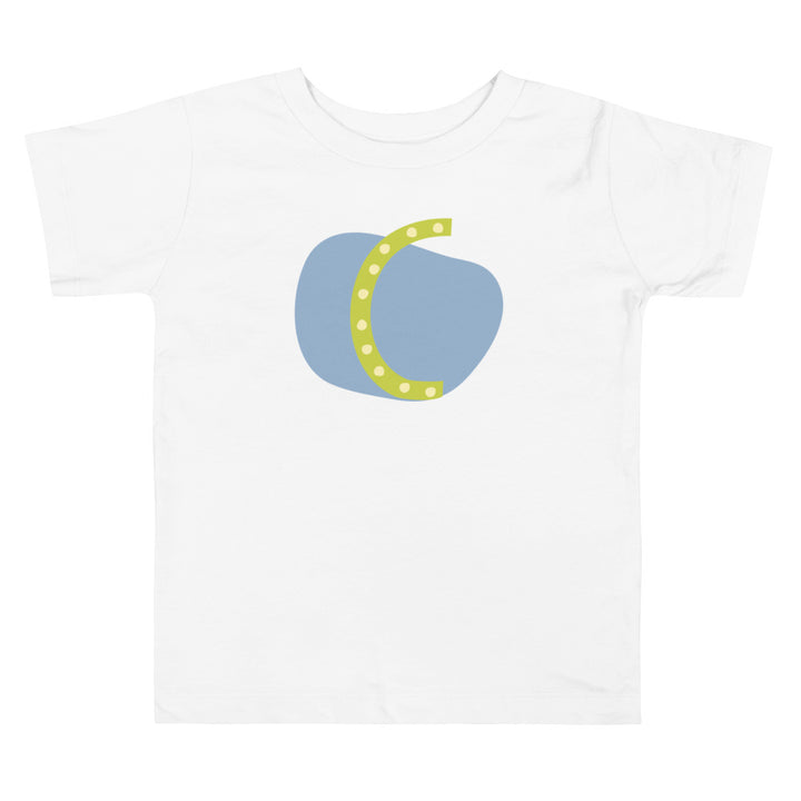 C Alphabet Green Blue. Short Sleeve T-shirt For Toddler And Kids.