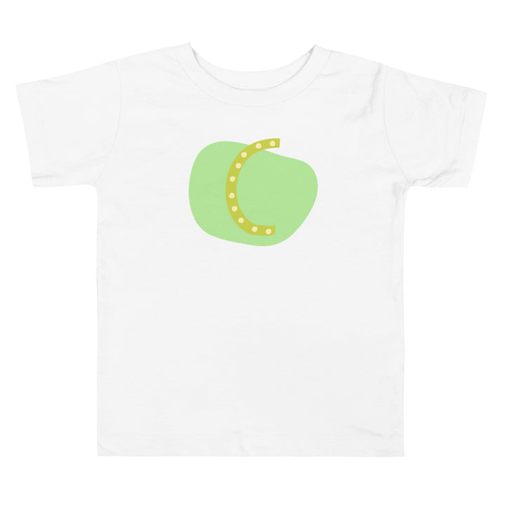 C Letter Alphabet Green On Green. Short Sleeve T-shirt For Toddler And Kids.