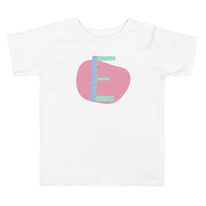 E Letter Alphabet Blue Pink. Short Sleeve T-shirt For Toddler And Kids.