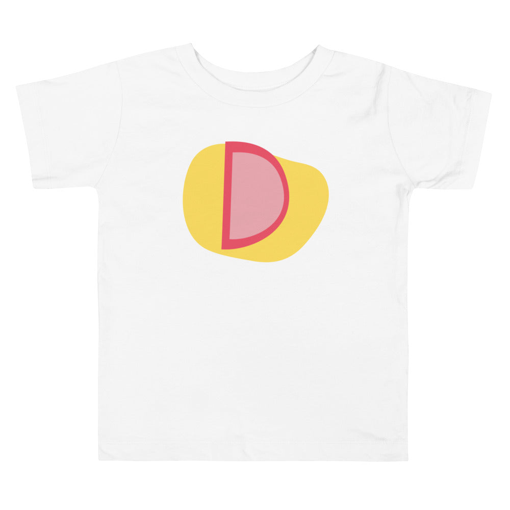 D Letter Alphabet Raspberry Warm Yellow. Short Sleeve T-shirt For Toddler And Kids.