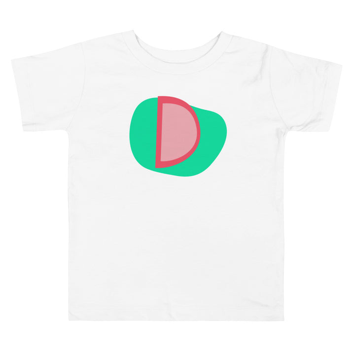 D Letter Alphabet Raspberry Apple Green. Short Sleeve T-shirt For Toddler And Kids.