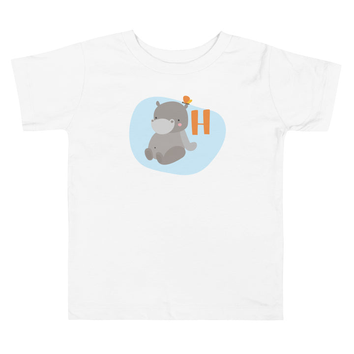 H Hippo. Short Sleeve T-shirt For Toddler And Kids.