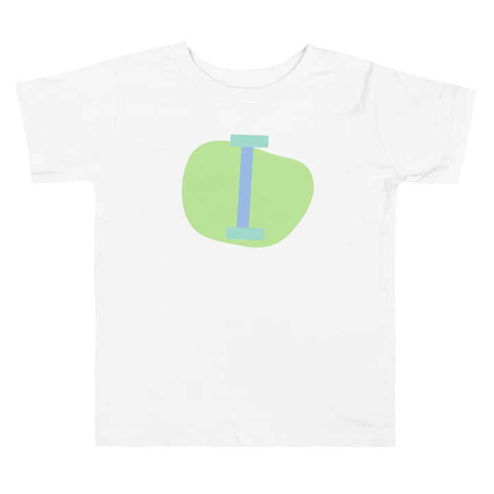 I Letter Alphabet Blue Light Green. Short Sleeve T-shirt For Toddler And Kids.