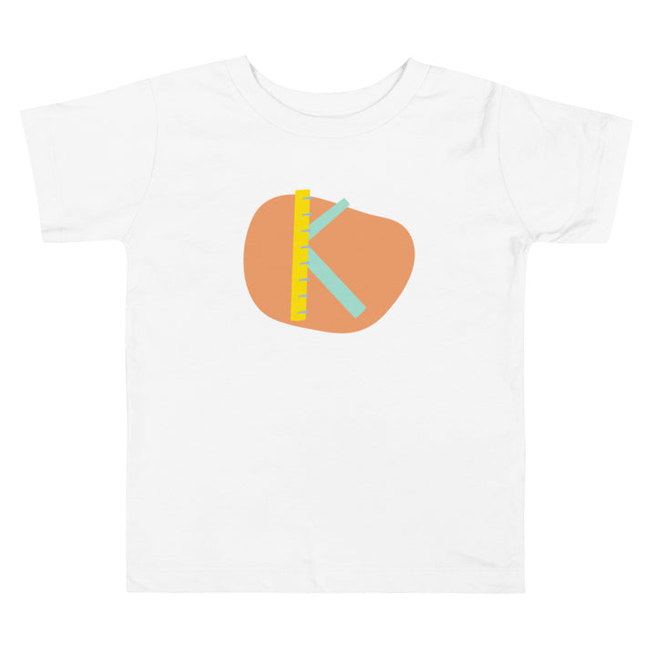 K Letter Alphabet Yellow Warm Orange. Short Sleeve T-shirt For Toddler And Kids.