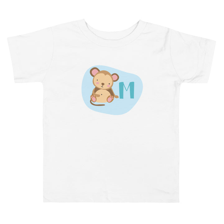 M Monkey. Short Sleeve T-shirt For Toddler And Kids.