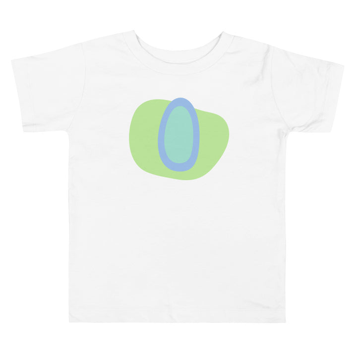 O Letter Alphabet Blue Green. Short Sleeve T-shirt For Toddler And Kids.