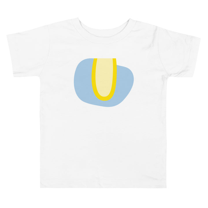U Letter Alphabet Yellow Light Blue. Short Sleeve T-shirt For Toddler And Kids.