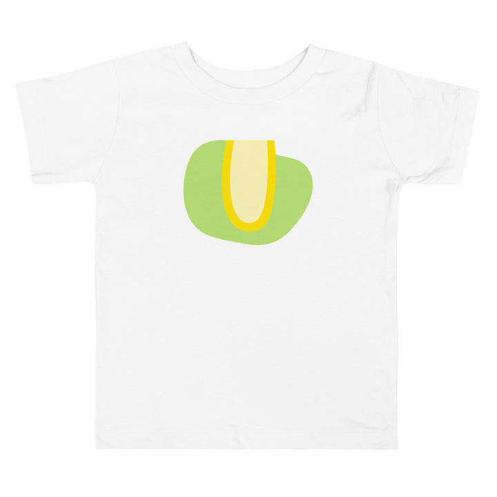 U Letter Alphabet Yellow Light Green. Short Sleeve T-shirt For Toddler And Kids.