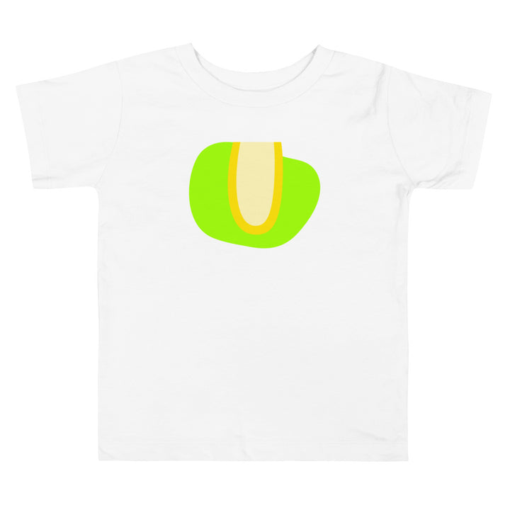 U Letter Alphabet Yellow Bright Green. Short Sleeve T-shirt For Toddler And Kids.