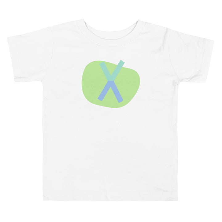 X Letter Alphabet Blue Light Green. Short Sleeve T-shirt For Toddler And Kids.