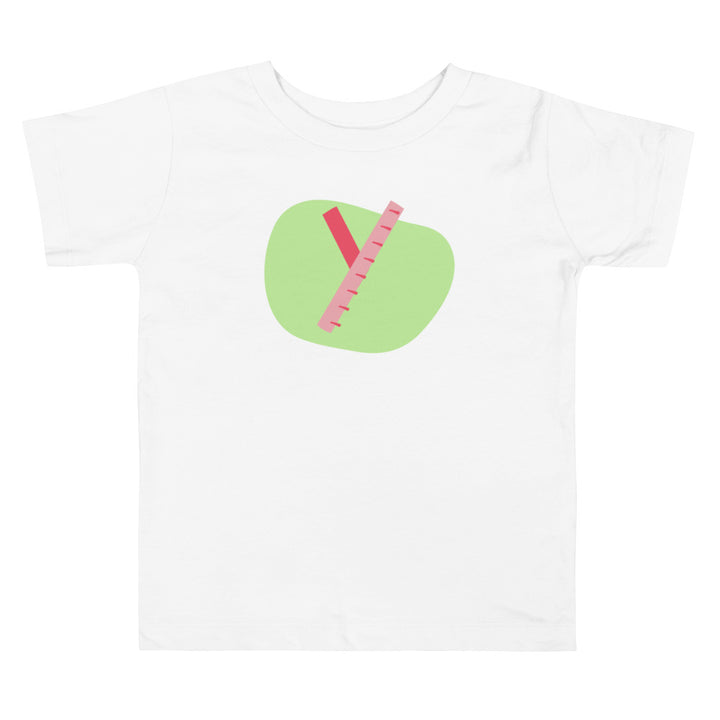 Y Letter Alphabet Raspberry Lime Green. Short Sleeve T-shirt For Toddler And Kids.