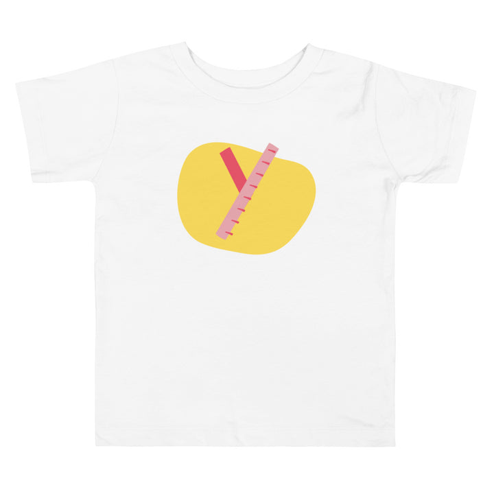 Y Letter Alphabet Raspberry Warm Yellow. Short Sleeve T-shirt For Toddler And Kids.