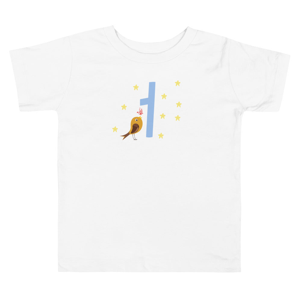 1 Year Birthday Baby Bird Love. Short Sleeve T Shirt For Toddler And Kids. - TeesForToddlersandKids -  t-shirt - birthday - 1-year-birthday-baby-bird-love-short-sleeve-t-shirt-for-toddler-and-kids
