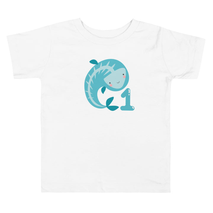 1 Year Birthday Dolphin Blue. Short Sleeve T Shirt For Toddler And Kids. - TeesForToddlersandKids -  t-shirt - birthday - 1-year-birthday-dolphin-blue-short-sleeve-t-shirt-for-toddler-and-kids