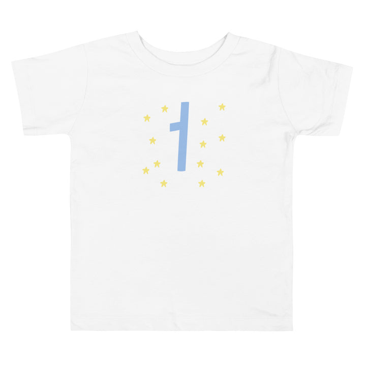 1 Year Birthday Stars. Short Sleeve T Shirt For Toddler And Kids. - TeesForToddlersandKids -  t-shirt - birthday - 1-year-birthday-stars-short-sleeve-t-shirt-for-toddler-and-kids