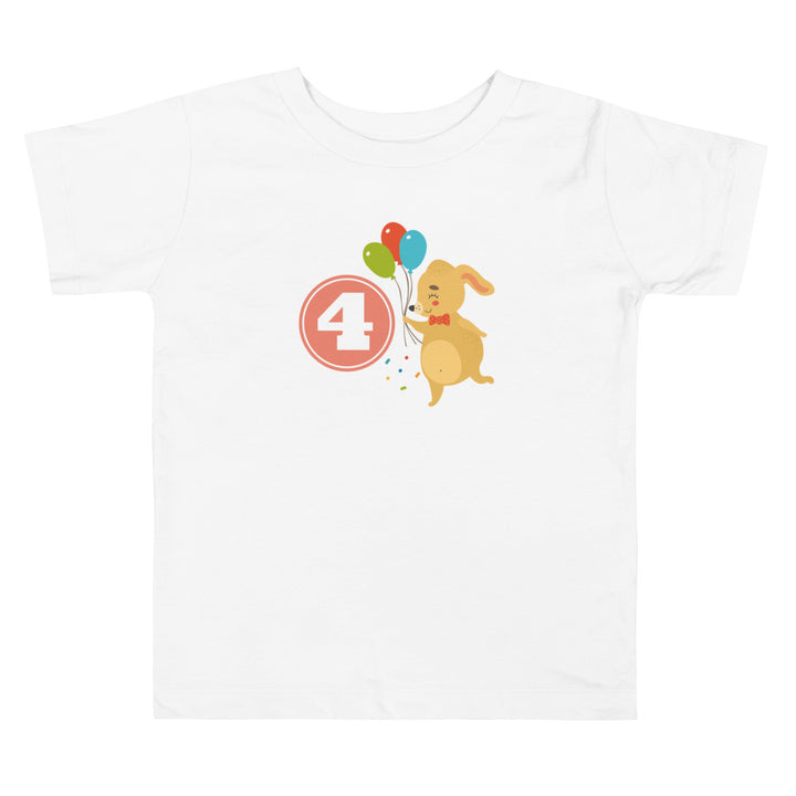 4 Years Cute Rabbit Peach. Short Sleeve T Shirt For Toddler And Kids. - TeesForToddlersandKids -  t-shirt - birthday - 4-years-cute-rabbit-peach-short-sleeve-t-shirt-for-toddler-and-kids